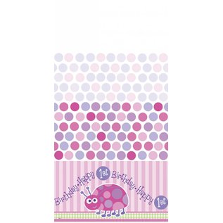1st Birthday Pink LadyBug Tablecover 54" x 84"