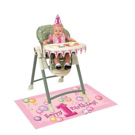 1st Birthday Girl Pink High Chair Kit
