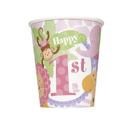 1st Birthday Pink Safari 9oz. Paper Cups