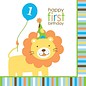 1st Birthday Blue Safari Animals Luncheon Napkins