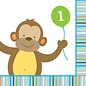 1st Birthday Blue Safari Animals Beverage Napkins