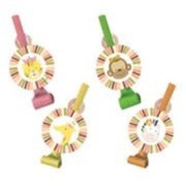 1st Birthday Pink Safari Animals Blowouts 8/pk