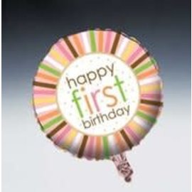 18" 1st Birthday Pink Safari Animals Foil Balloon