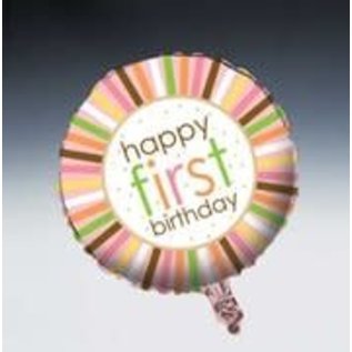 18" 1st Birthday Pink Safari Animals Foil Balloon