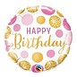 18" Happy Birthday Pink and Gold Dots