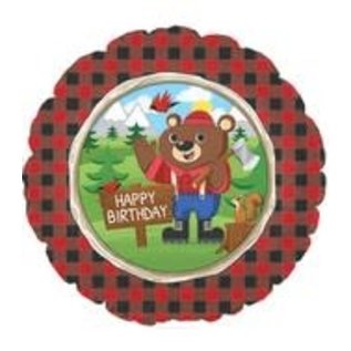 18" Happy Birthday Lum-Bear LumberJack Balloon