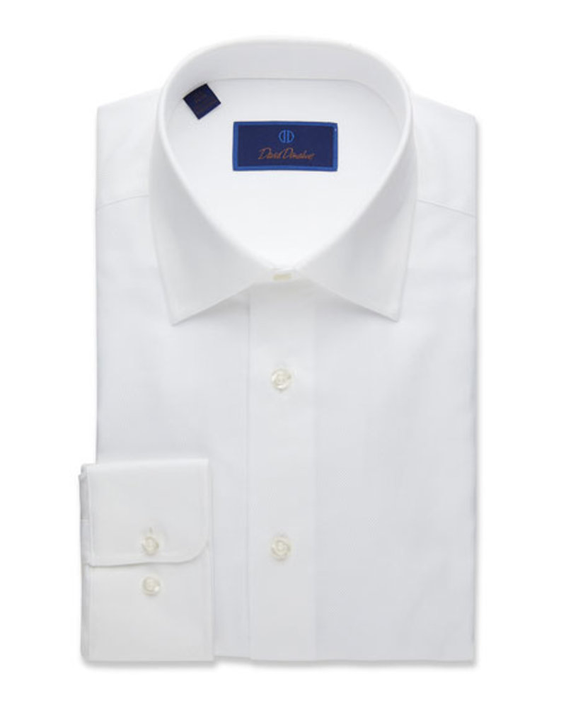 David Donahue David Donahue Solid White Dress Shirt Trim Fit