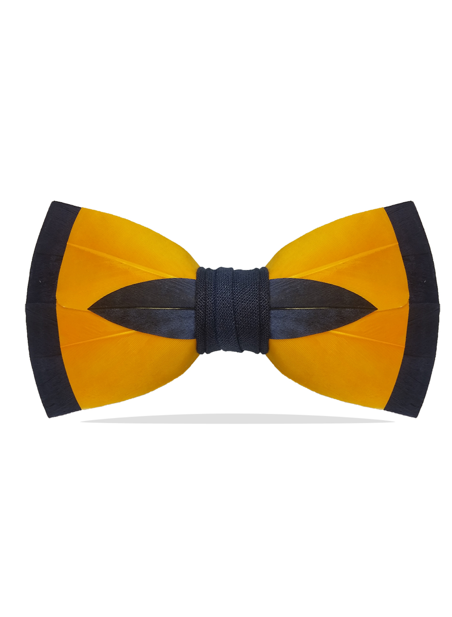 Brackish Maize & Blue Neat Feather Bow Tie - The Bo - Van Boven
