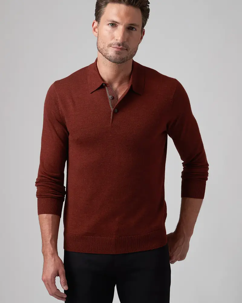 Raffi Raffi Merino Wool LS 3-Button Polo Sweater