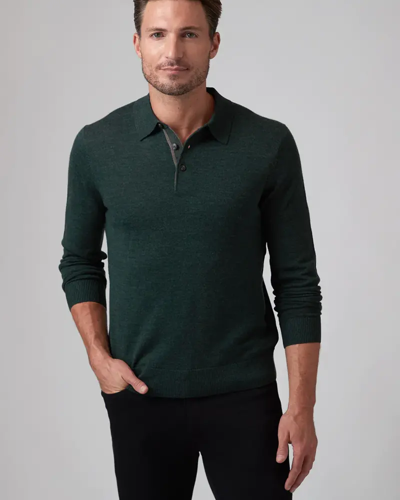 Raffi Raffi Merino Wool LS 3-Button Polo Sweater