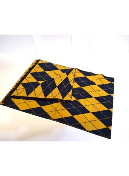 Chelsey Chelsey Brushed Silk Argyle "M" Maize/Blue Scarf