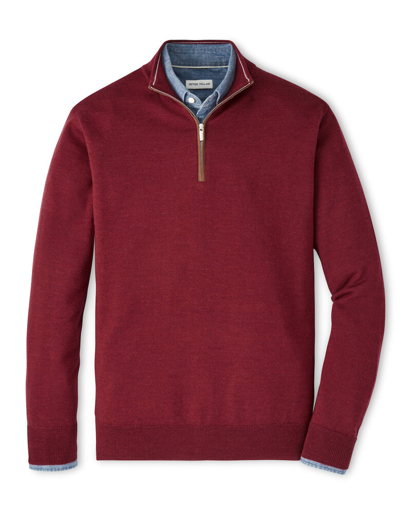 Peter Millar Autumn Crest Quarter Zip w/ Suede Trim