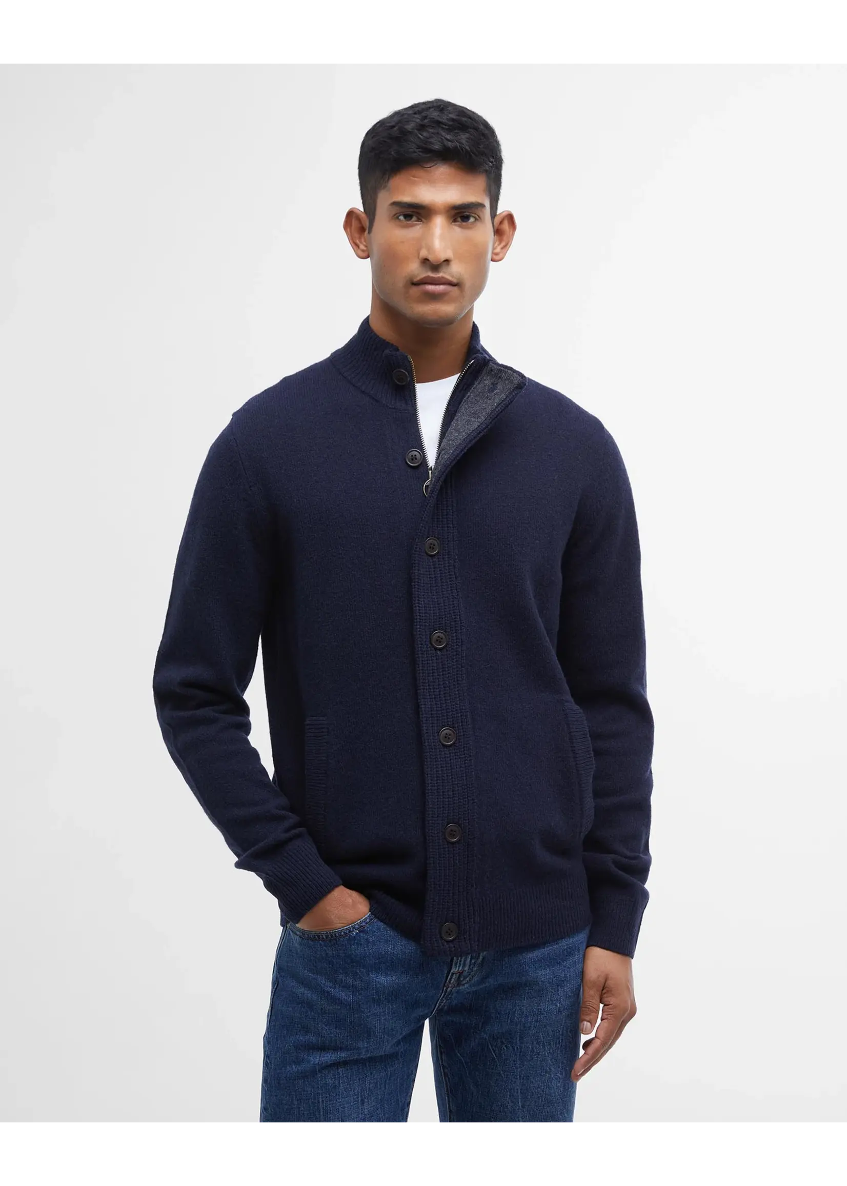 Barbour US for Men & Women Barbour essential patch zip through knitted jumper