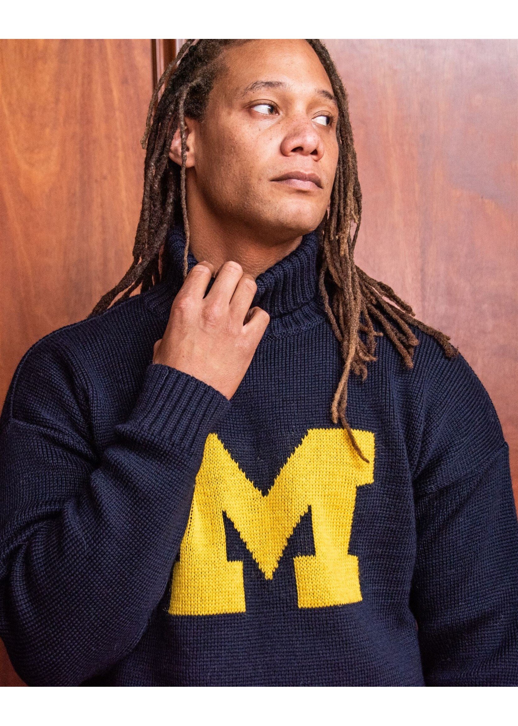 Collegiate Knitwear Designs Collegiate Knitwear Block M Turtleneck Sweater