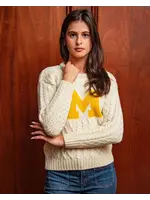 Collegiate Knitwear Designs Ladies Collegiate Knitwear Block M Cable Knit Sweater
