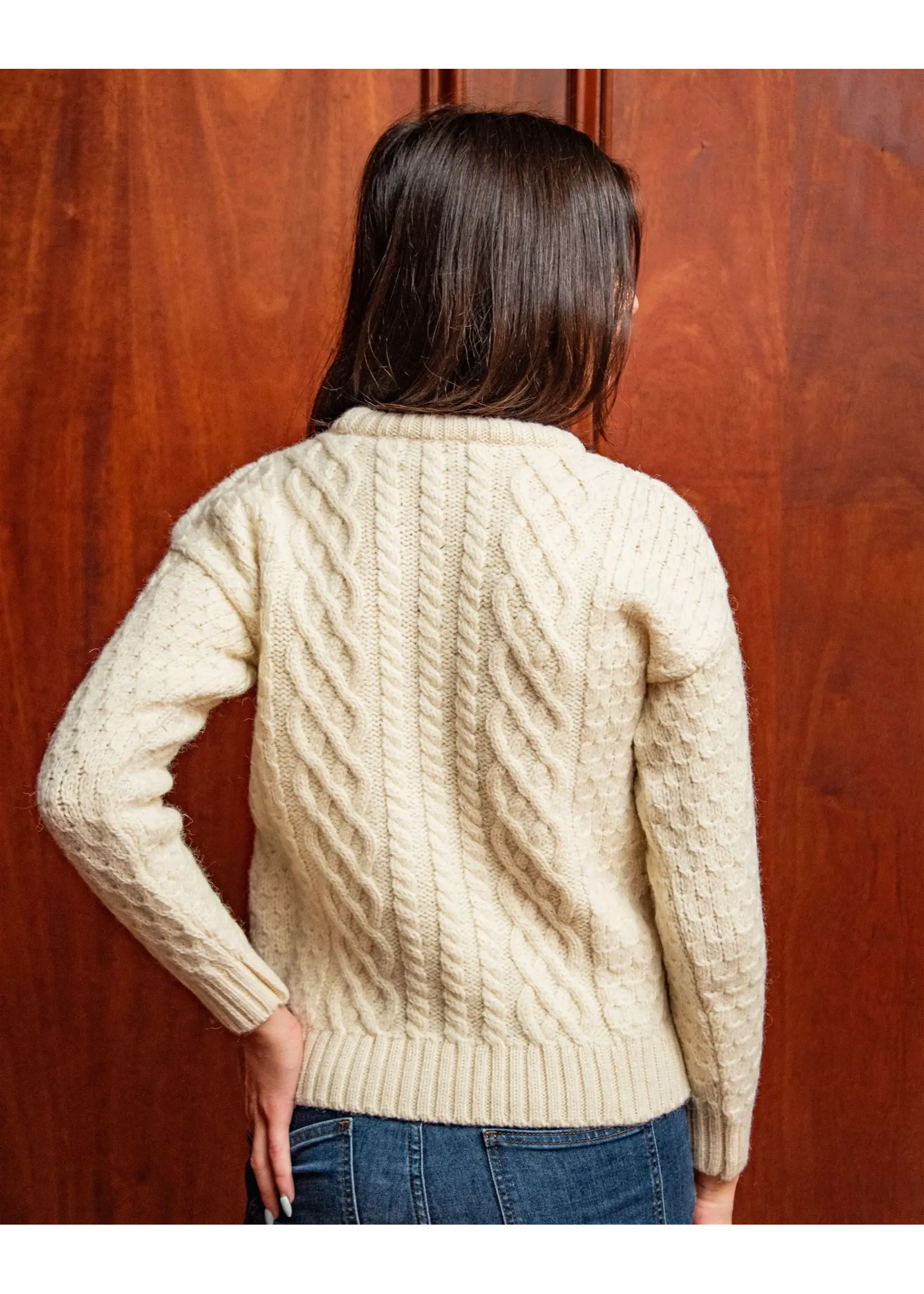 Collegiate Knitwear Designs Ladies Collegiate Knitwear Block M Cable Knit Sweater