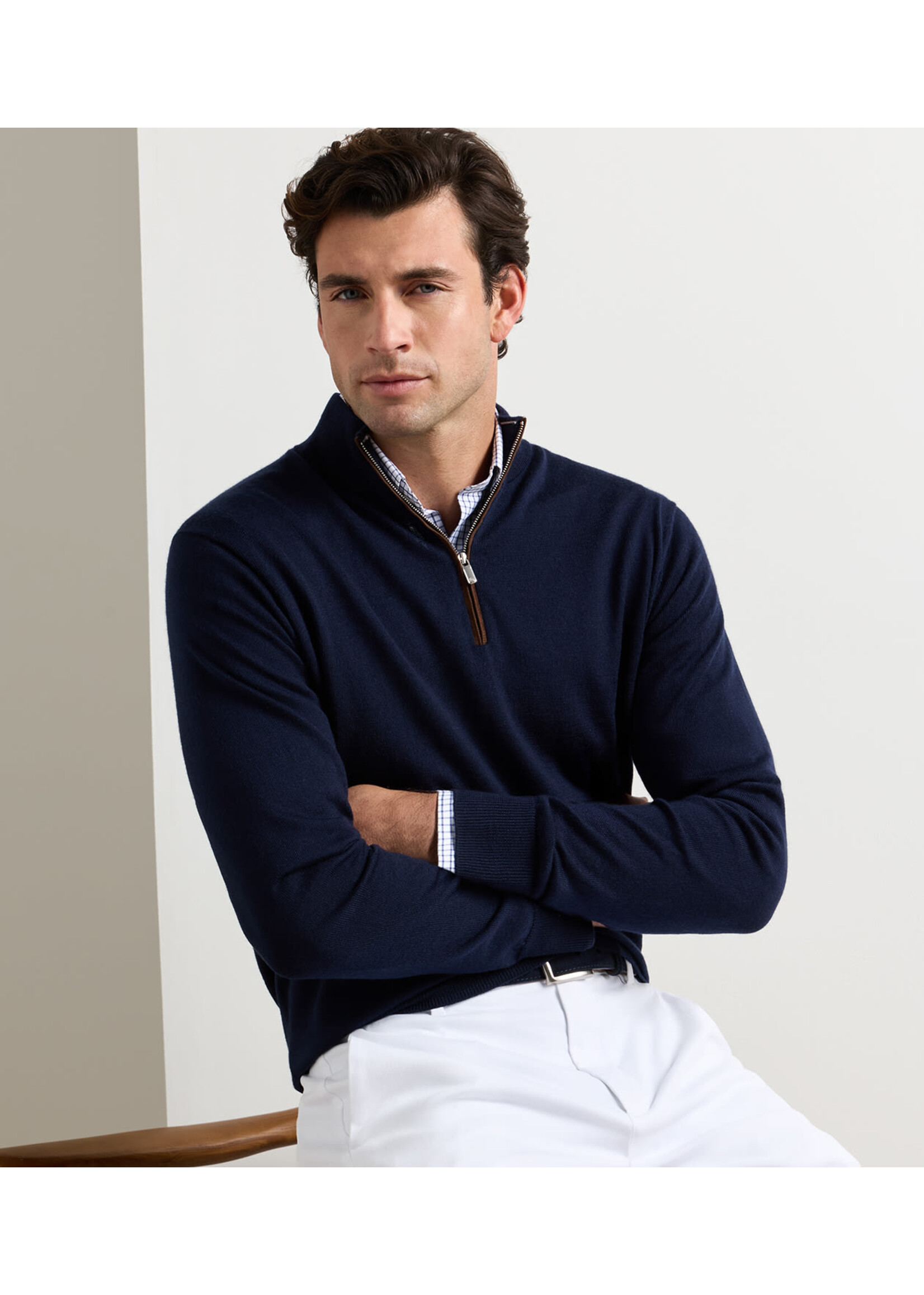 Peter Millar Peter Millar Autumn Crest Suede Trim Quarter-Zip