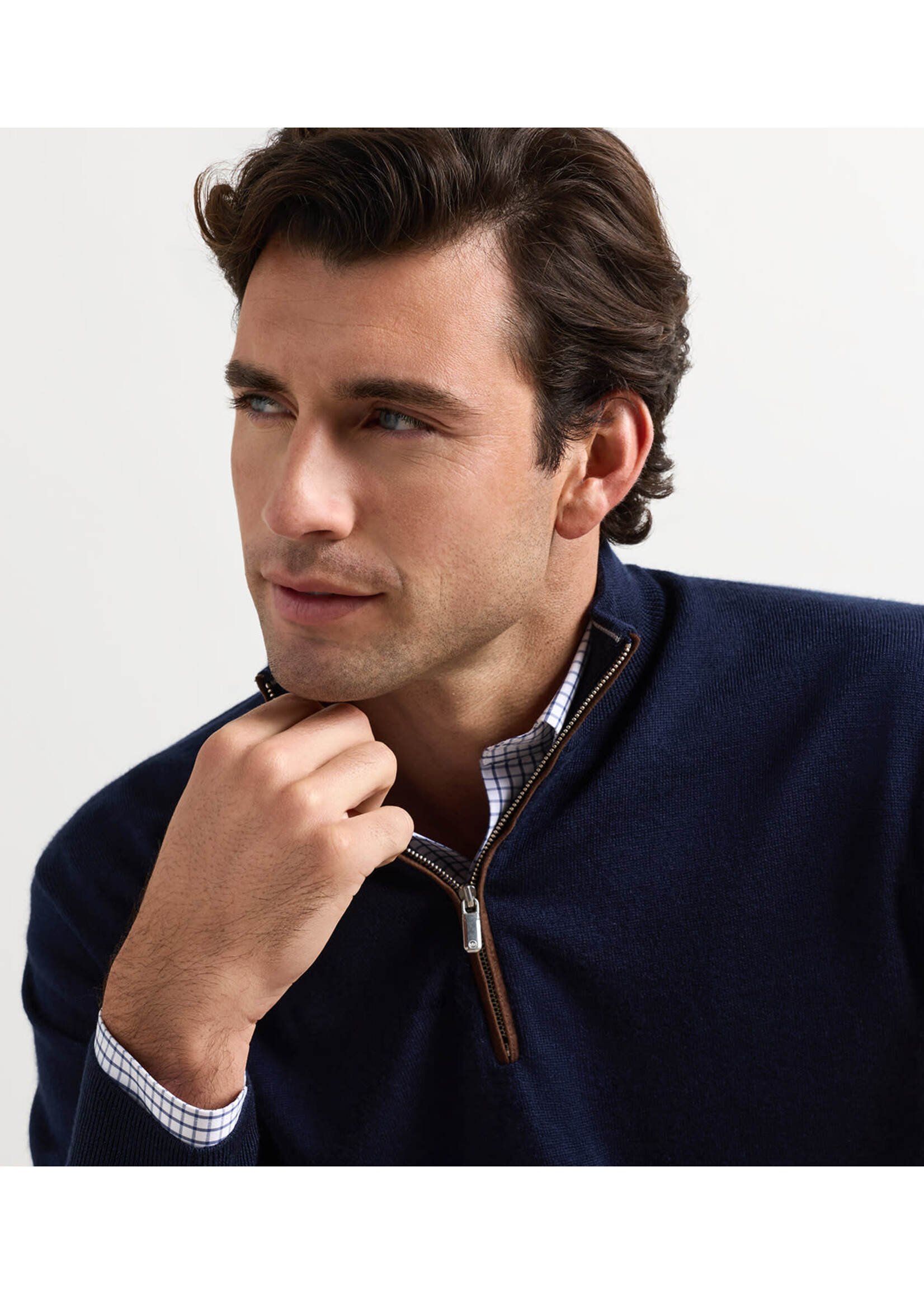 Peter Millar Peter Millar Autumn Crest Suede Trim Quarter-Zip