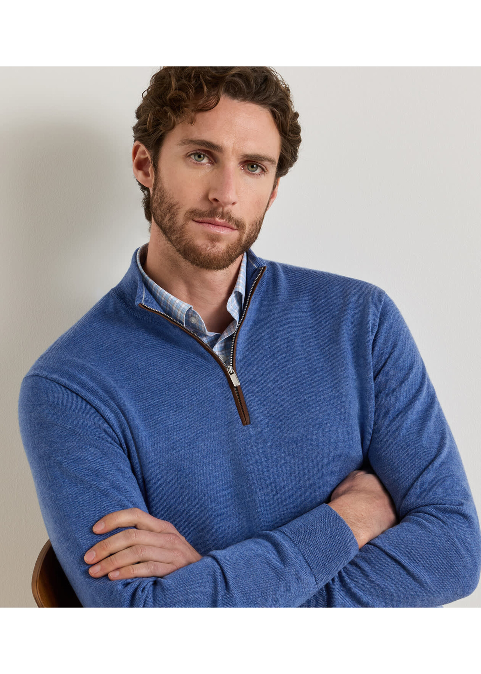 Peter Millar Peter Millar Autumn Crest Suede Trim Quarter-Zip
