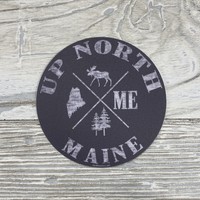 Blue 84 Sticker- How Come Maine Moose Up North