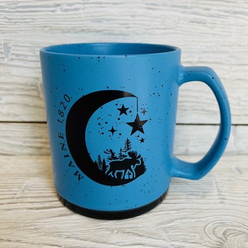a&F Blue Speckled Moon Moose Mug