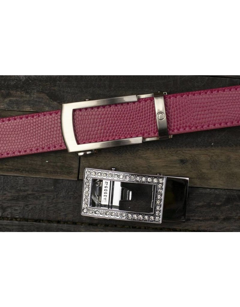 LANDES Women's Leather Belt with Brass Buckle