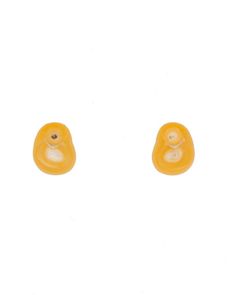 Oval Yellow Freshwater Pearl Post Earrings