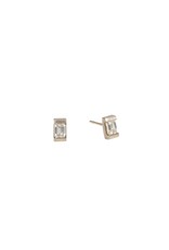 Baguette Diamond Post Earrings in 18k Palladium White Gold