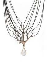 Tree Drop Necklace in Bronze with Mabe Pearl