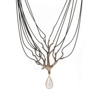 Tree Drop Necklace in Bronze with Mabe Pearl