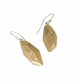 Flat Faceted Earrings in Yellow Bronze
