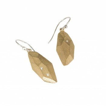 Flat Faceted Earrings in Yellow Bronze