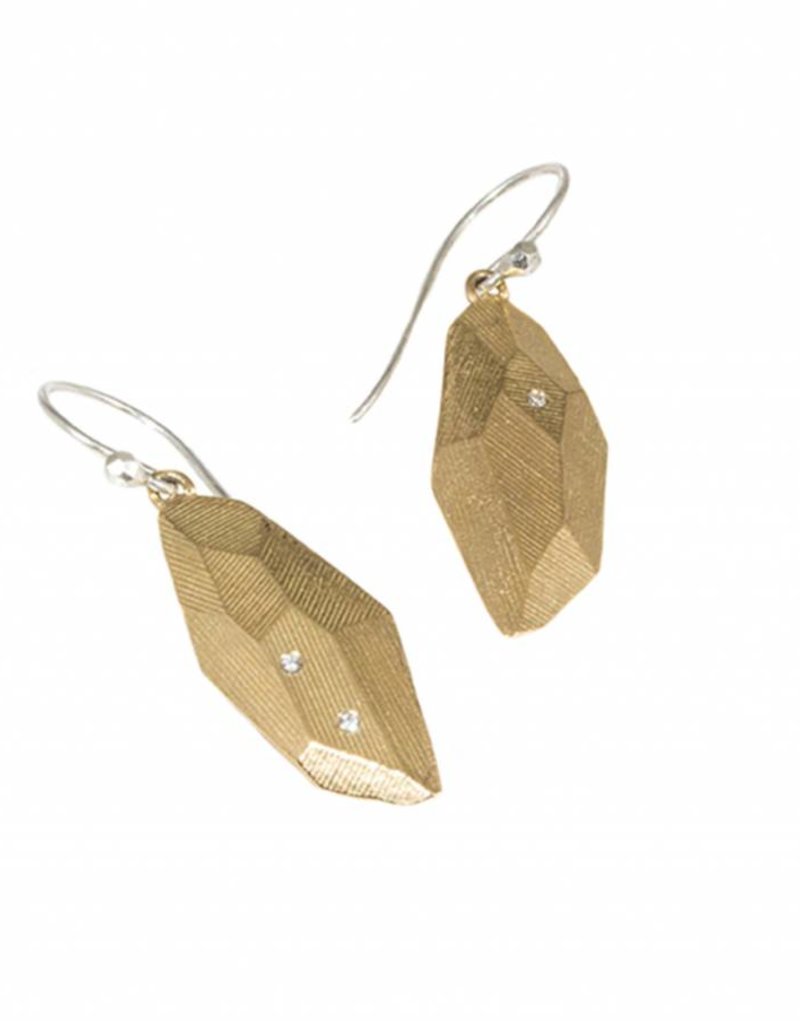 Flat Faceted Earrings in Yellow Bronze