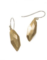 Flat Faceted Earrings in Yellow Bronze