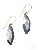 Flat Faceted Earrings in Oxidized Silver