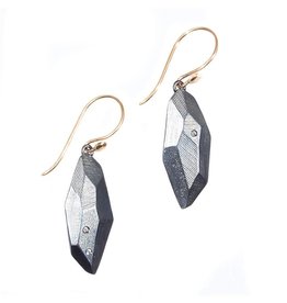 Flat Faceted Earrings in Oxidized Silver