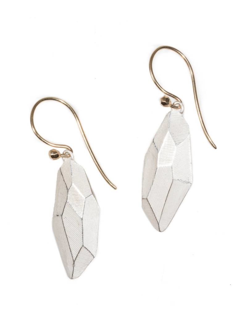 Flat Faceted Earrings in Silver