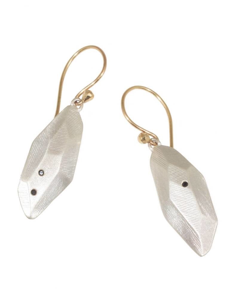 Flat Faceted Earrings in Silver