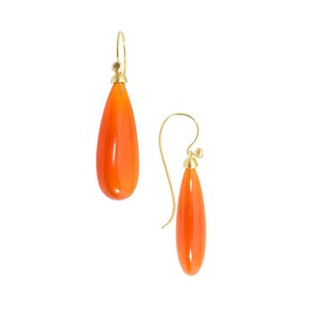 Carnelian Drop Earrings in 18k Yellow Gold