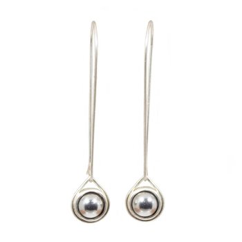 Ball Bearing Spinner Earrings in Silver