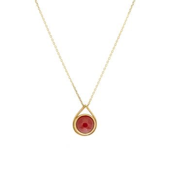 Carnelian Spinner Pendant in 18k Yellow Gold