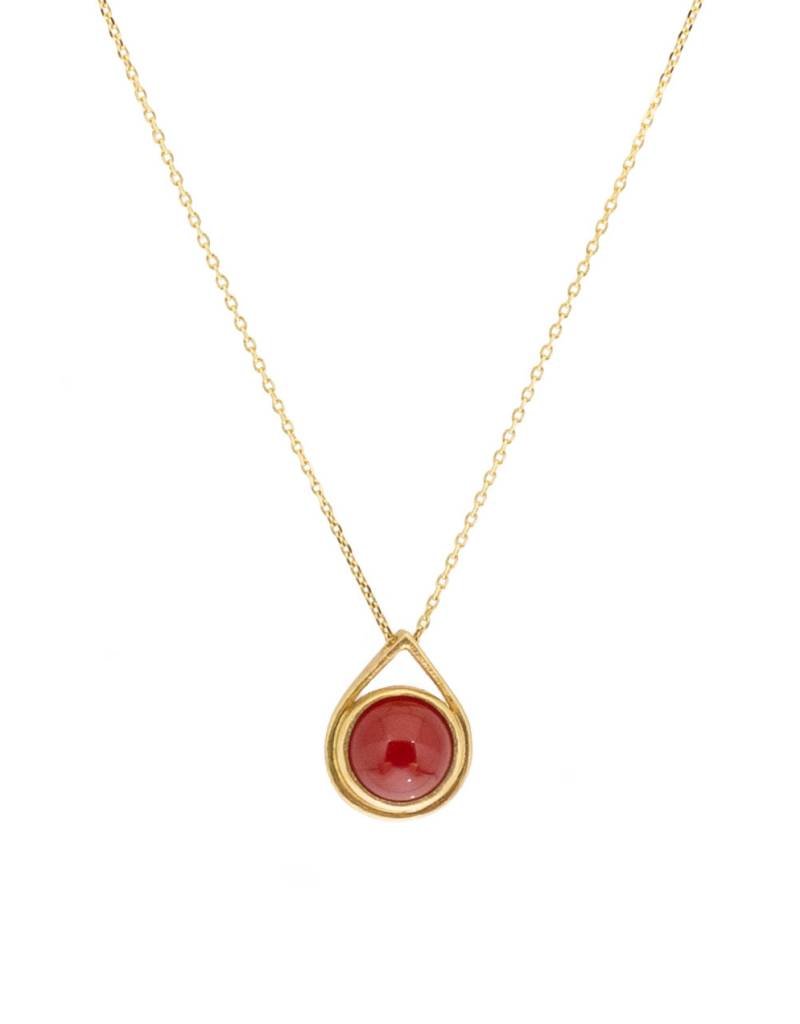 Carnelian Spinner Pendant in 18k Yellow Gold