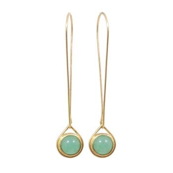 Aventurine Spinner Earrings  in 18k Yellow Gold