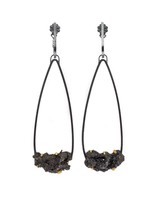 Long Teardrop Steel Splatter Earrings