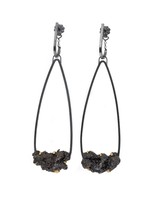 Long Teardrop Steel Splatter Earrings