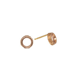 Small Open Sand Circle Post Earrings in 14k Rose Gold