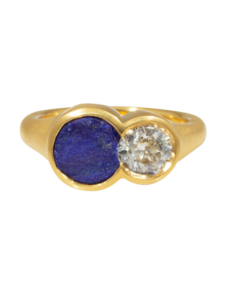 Custom Lapis and Diamond Ring in 22k Gold