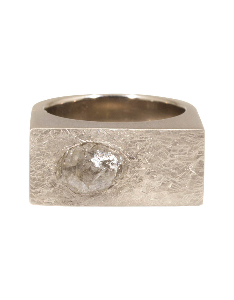 Custom Diamond Crystal Men's Ring in 18k Palladium White Gold