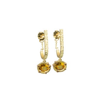 Oval Sapphire Drop Earrings in 18k Yellow Gold