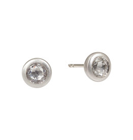 Mogul Rosecut Diamond Post Earrings in Platinum